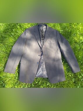 Mexx Black Pinstripe Blazer with Light Blue Piping